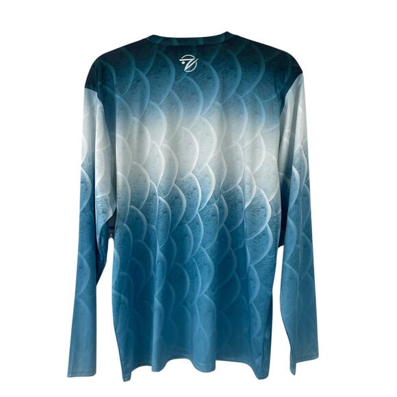 NWT Gillz UPF 50+ Long Sleeve Performance Fishing Shirt Blue Scales Mens Medium - Picture 5 of 5